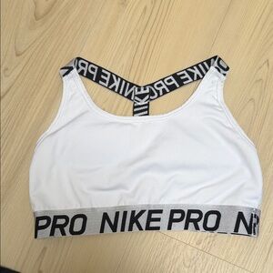 Nike White Sports Bra with Black Branded Elastic